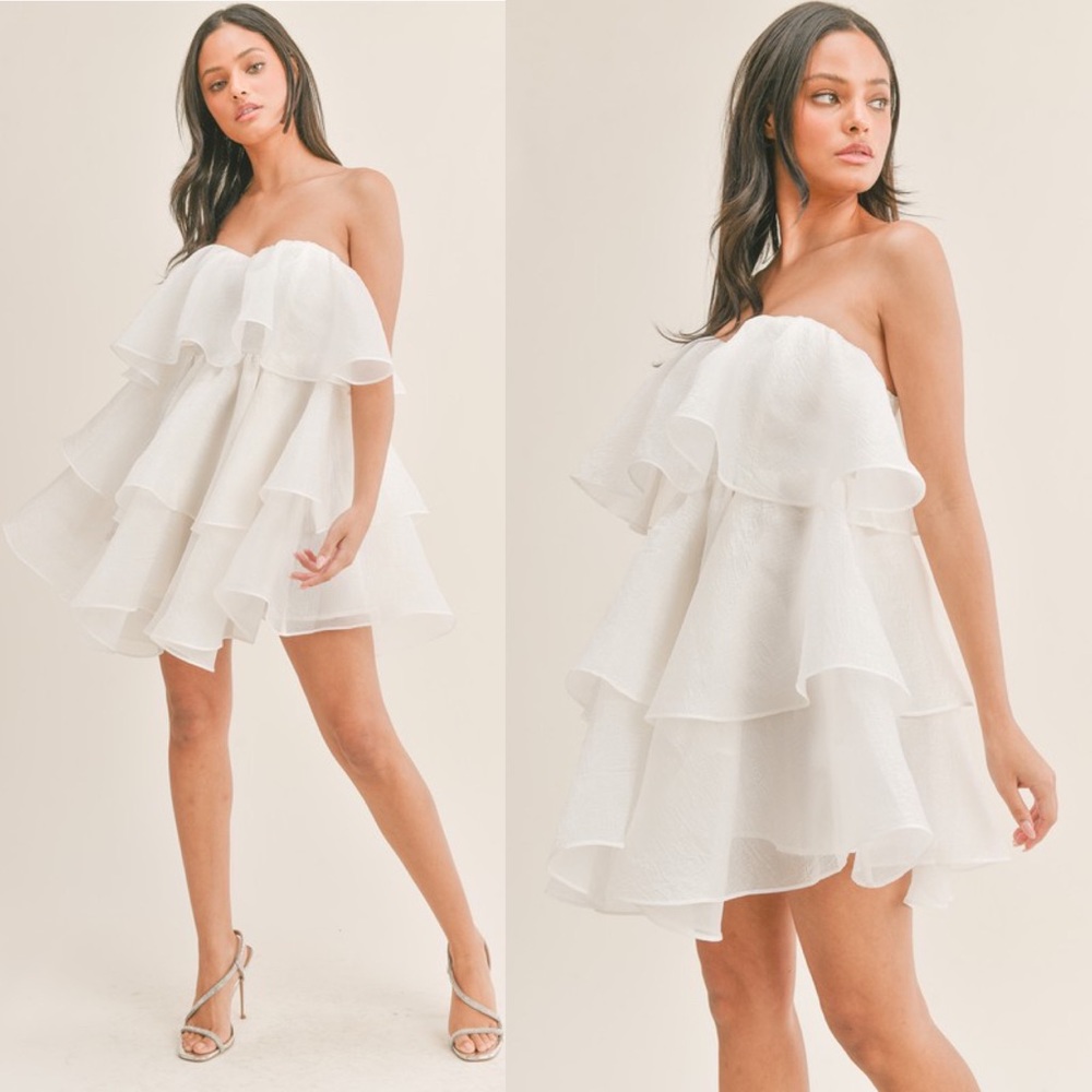*NEW IN* When In White Tiered Mini Dress